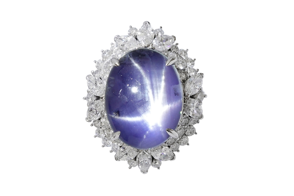 No Heat Star Sapphire Pt900非加熱スターサファイヤ ダイヤモンド