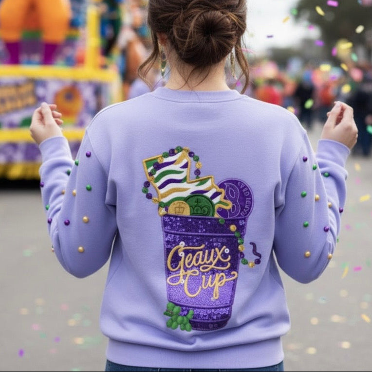 Mardi Gras Sequin Geaux Cup Sweatshirt – SASH Clothing Bar