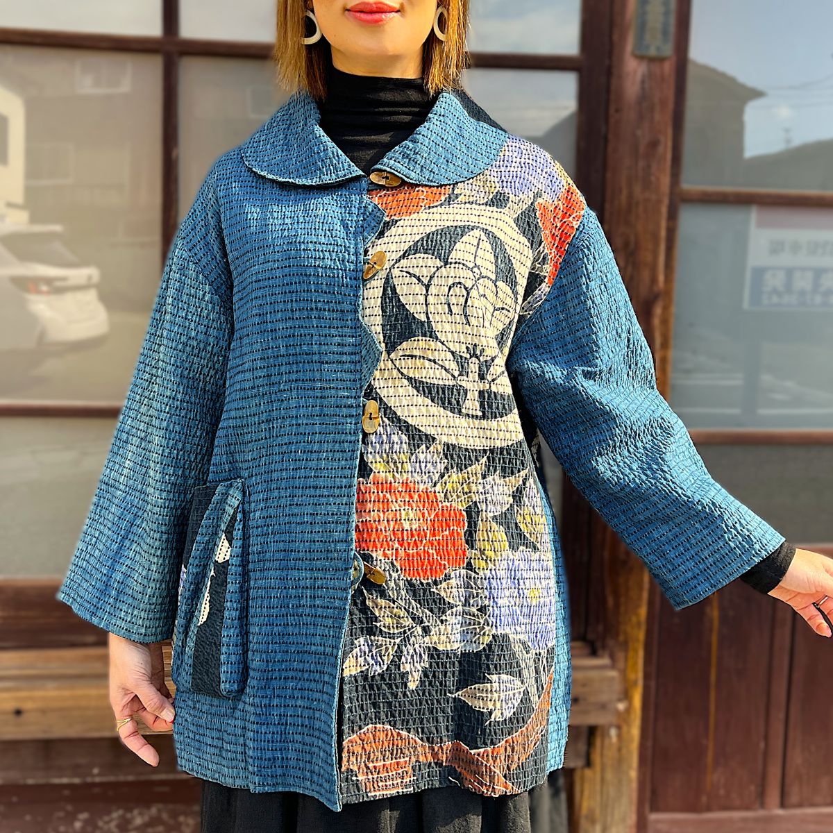 楽天市場】刺し子 ジャケット（カラーブルー）（レディース