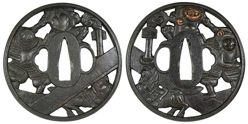 日本刀の鐔・鍔｜鉄地羅生門透かし(渡辺綱)｜日本刀専門店・東京【十拳】