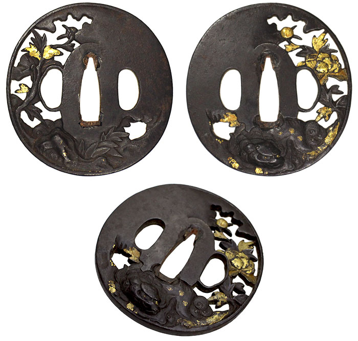 日本刀の鐔・鉄地獅子牡丹透かし｜日本刀・刀剣 販売・東京【十拳】