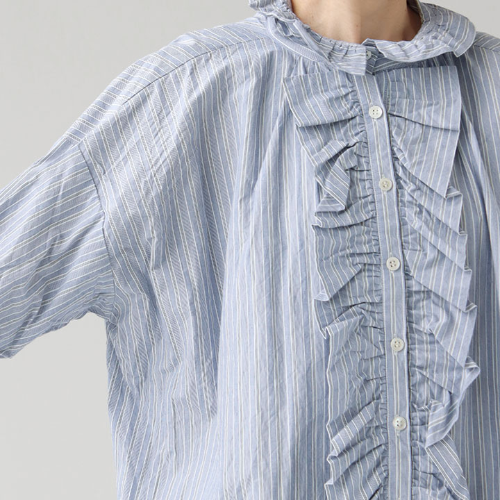 楽天市場】dahl'ia ダリア｜フロントフリル ストライプ ロングブラウス