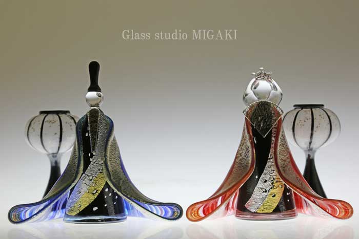 楽天市場】金彩飾り雛 青×赤ガラスのお雛様 雛人形 節句人形 手作り