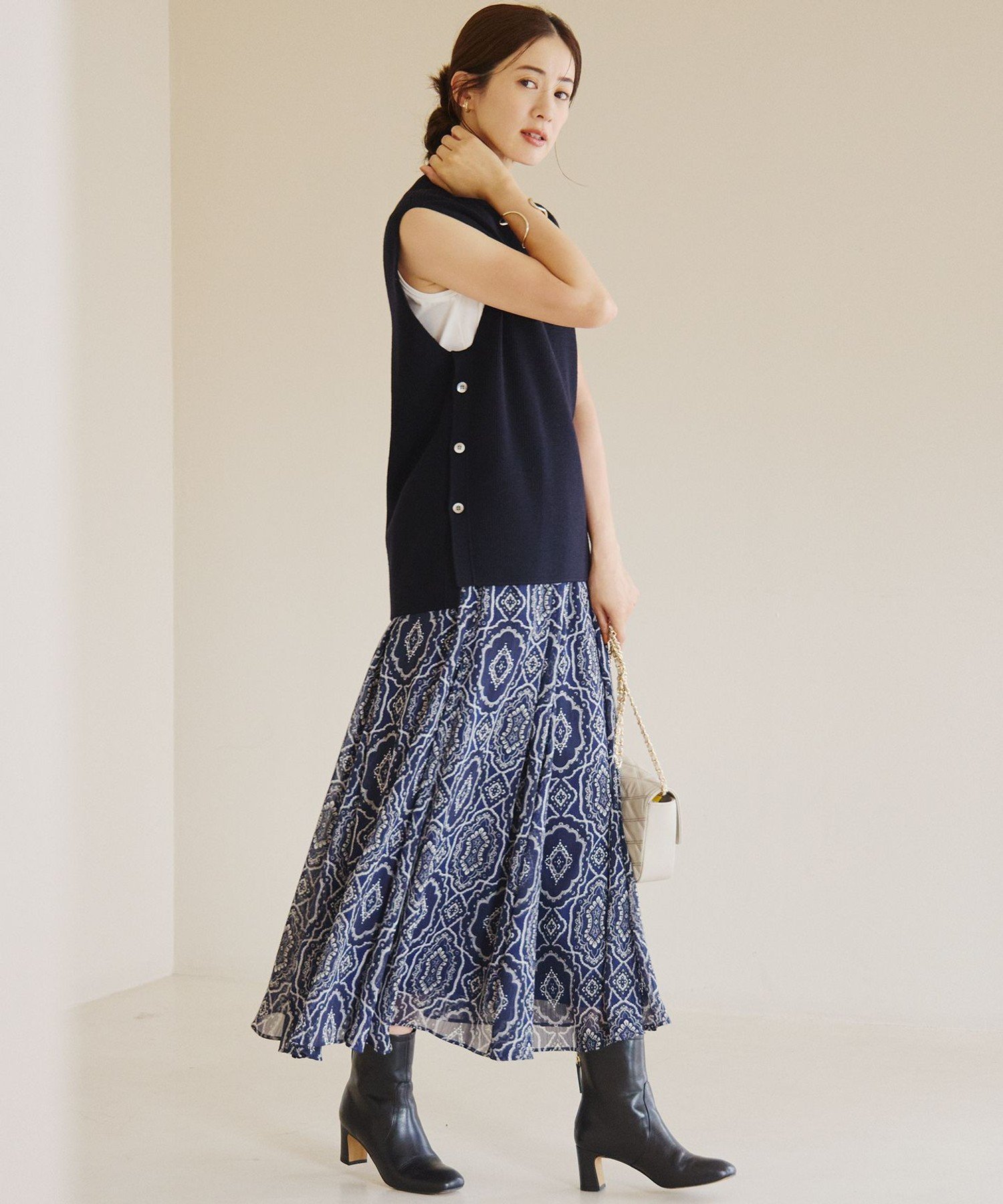 23区｜オーナメントプリント ギャザースカート | Rakuten Fashion(楽天