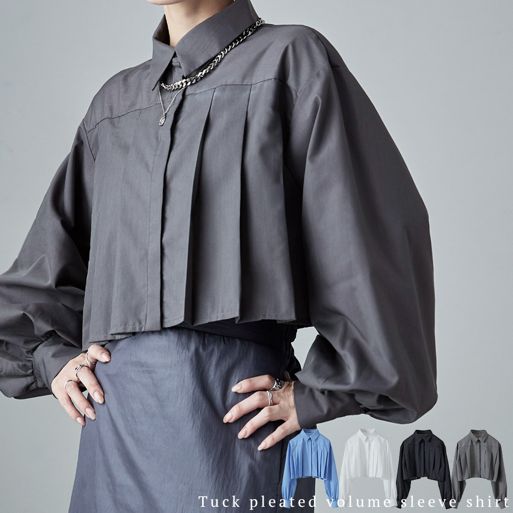楽天市場】タックプリーツボリュームスリーブシャツ トップス 長袖