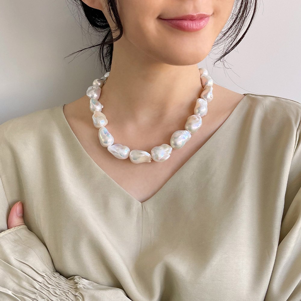 楽天市場】《Unique+ 》淡水バロック真珠 ネックレス 15-16mmUP