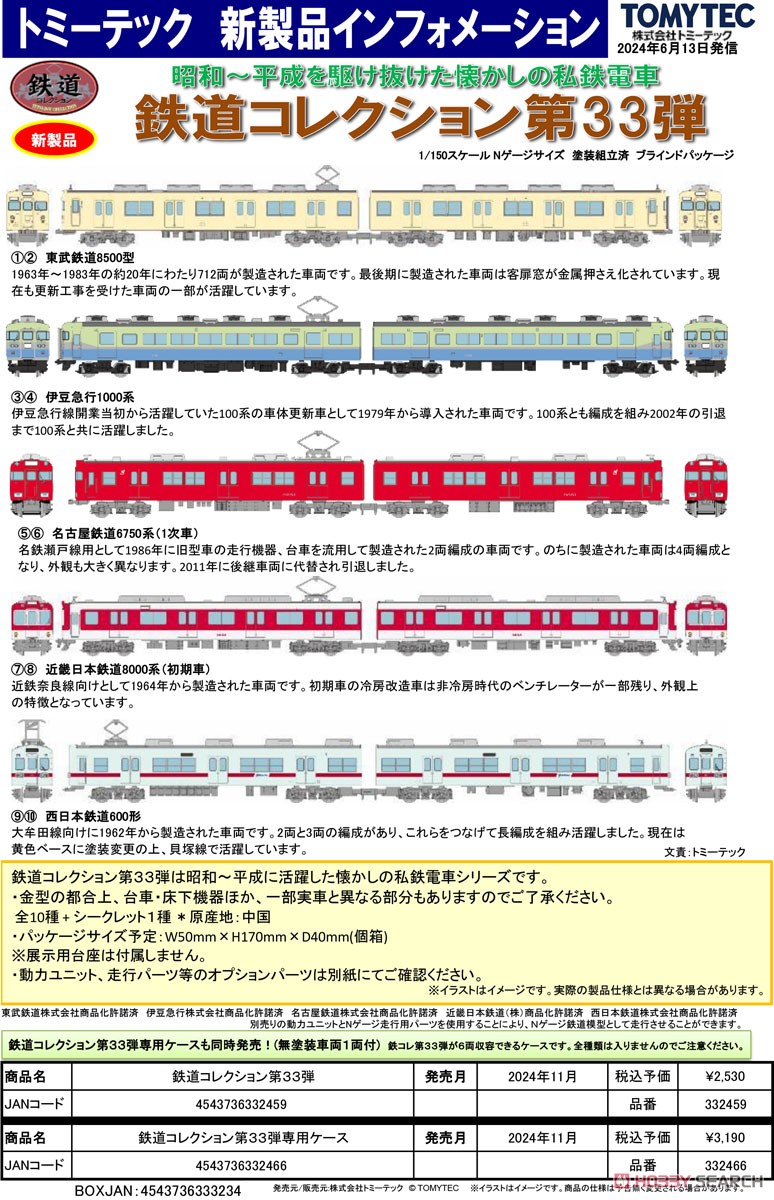 鉄道コレクション 第33弾 専用ケース (無塗装車両1両入り) (6両収納