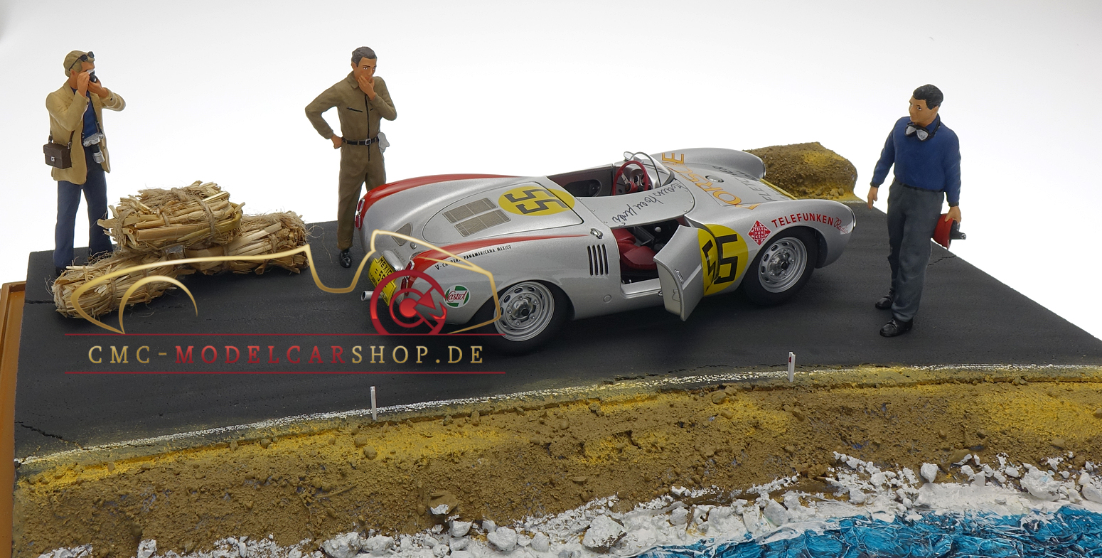 Diorama Porsche 550 RS Spyder, signed by Hans Herrmann, cmc