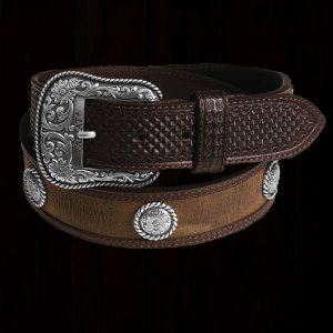 ウエスタン スター レザーベルト（ブラウン）/Western Leather Belt