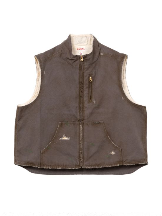 KAMIYA - ボロダックベスト - BORO Duck Vest GREY | ADDICT WEB SHOP