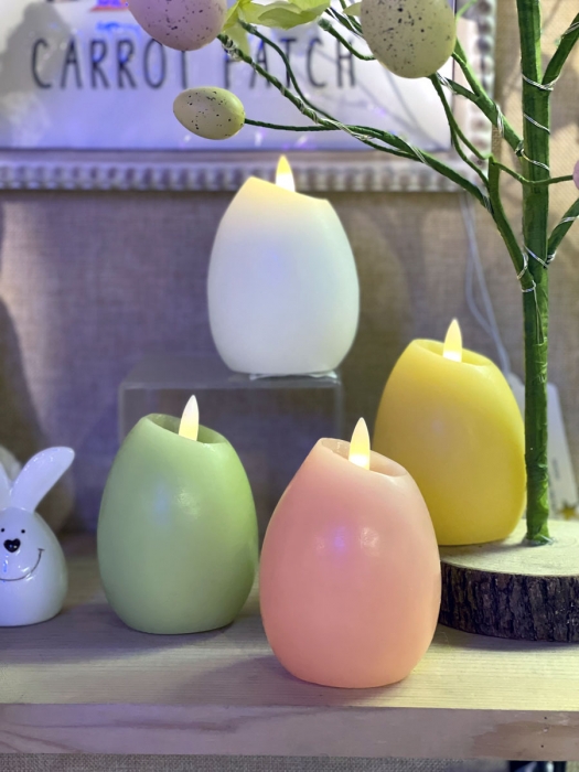 4 Inch Lighted Wax Egg Candles Set of 4 Assorted Spring Colors