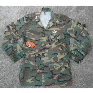 韓国軍ウッドランド迷彩ジャケット空軍フルパッチ品リップストップ生地