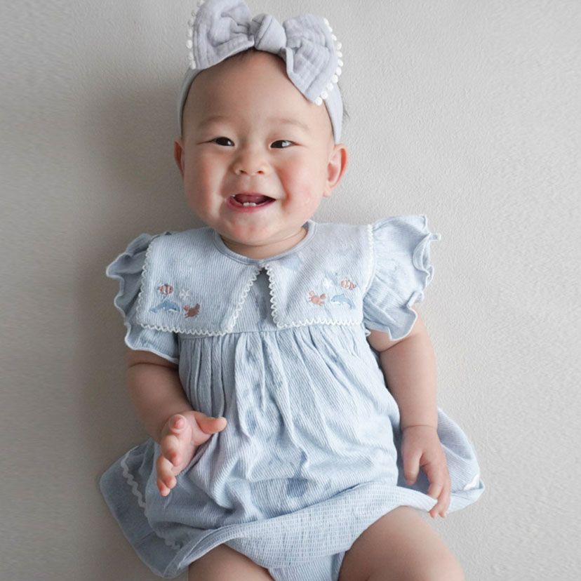 SALE】水族館 刺繍ロンパース/70/ブルー(70 【SALE】ブルー): ベビー服