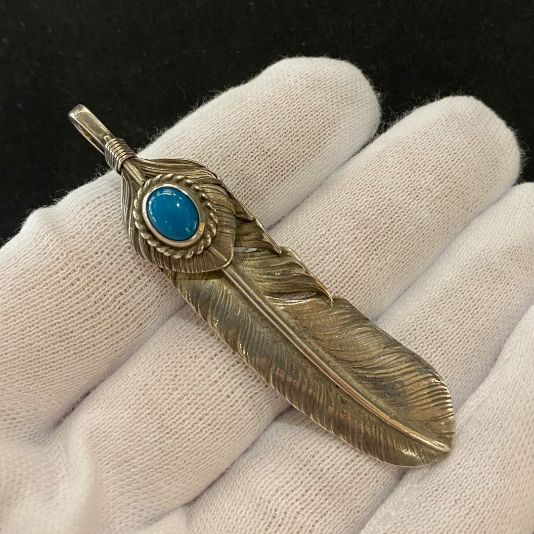 ゴローズ goro's[希少] [OLD][美品]上銀銀縄TQ特大フェザー(左)※ブルー