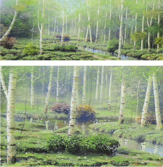 絵画 油絵 白樺林 （早瀬遼） 送料無料 【肉筆】【油絵】【日本の風景