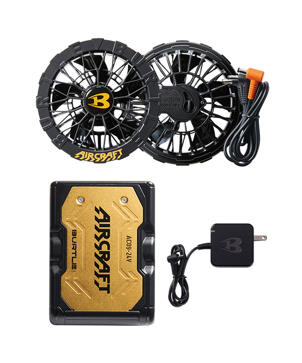 BURTLE AIR CRAFT メタリックレッドバッテリー+ブラックファンセット