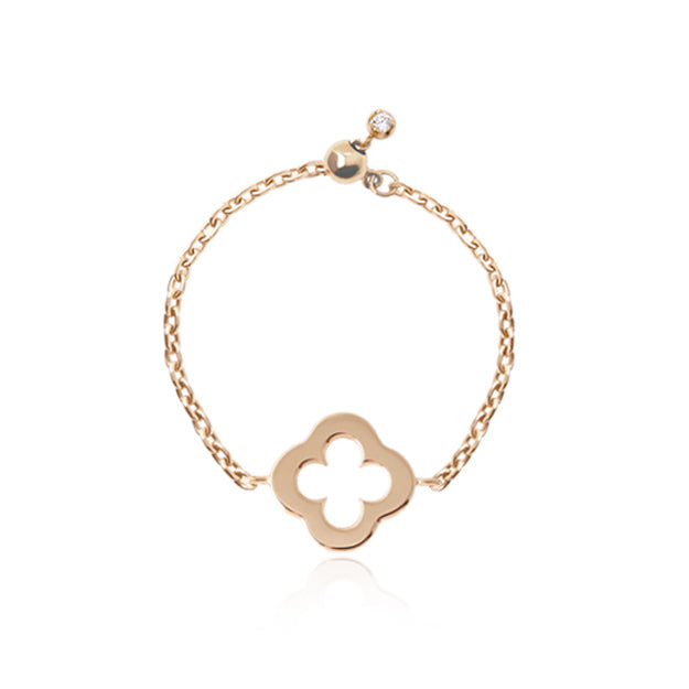 K18/Pt「アミ クローバー」チェーンリング｜【オレフィーチェ】Orefice