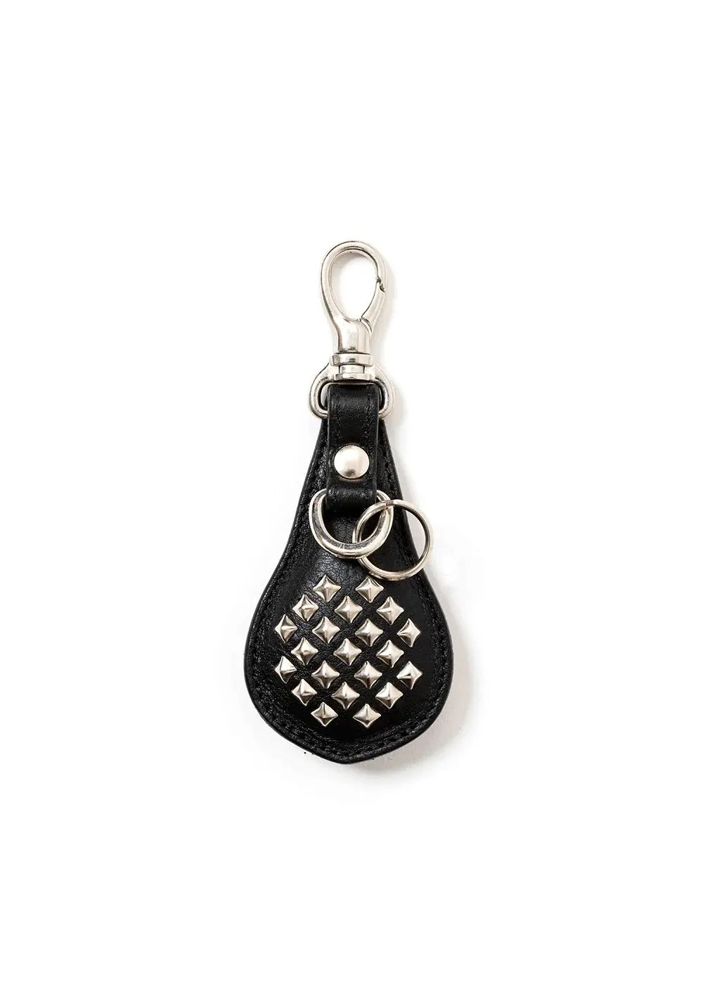 【完売品】CALEE ラギッドキーリング キーホルダー CALEE - 【ラスト1点】STUDS & KNITTING LEATHER LONG KEY RING ＜TYPE
