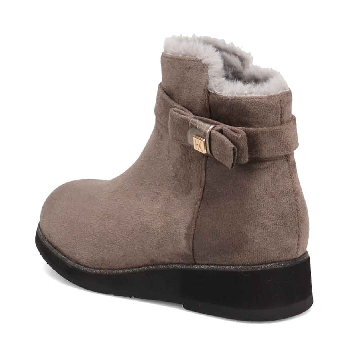 撥水加工】HIROKO KOSHINO FEMME ファー付き スエード調ショートブーツ