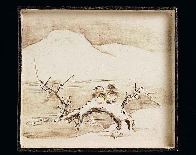 色絵定家詠十二ケ月和歌花鳥図角皿 - MIHO MUSEUM