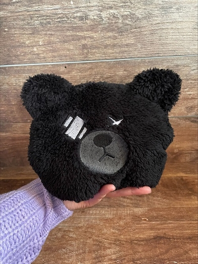 3D刺繍 くま クマ エコファー ポーチ マチ広 化粧ポーチ 小物入れ