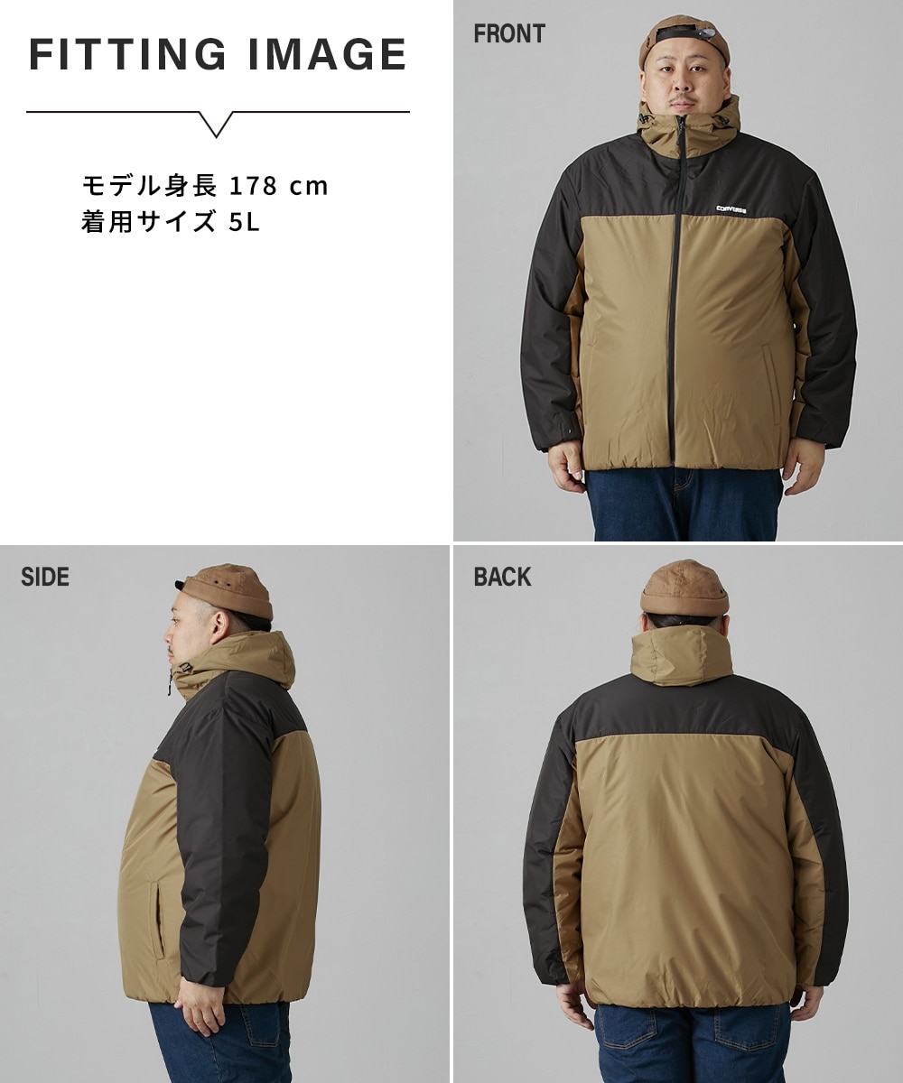 フード付き中綿ブルゾン(はっ水・防風・保温・静電気軽減)/コンバース
