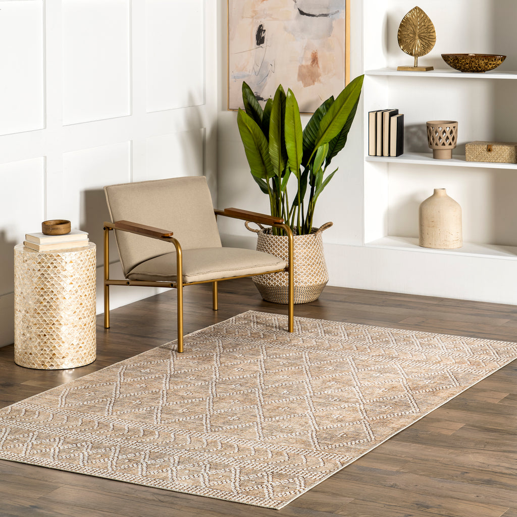 Úna Lattice Stain-Resistant Machine Washable Area Rug — nuLOOM