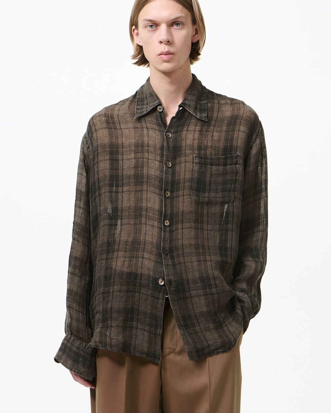 OUR LEGACY - ABOVE SHIRT Penumbra Check Sheercoat Linen | River