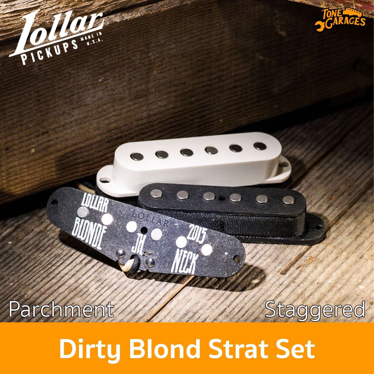 Lollar Pickups Dirty Blonde Strat Set Parchment Cover Staggered