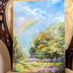 風景画 油絵風景画 painterTMK 画家本人出品 空の風景画 太陽と雲風景