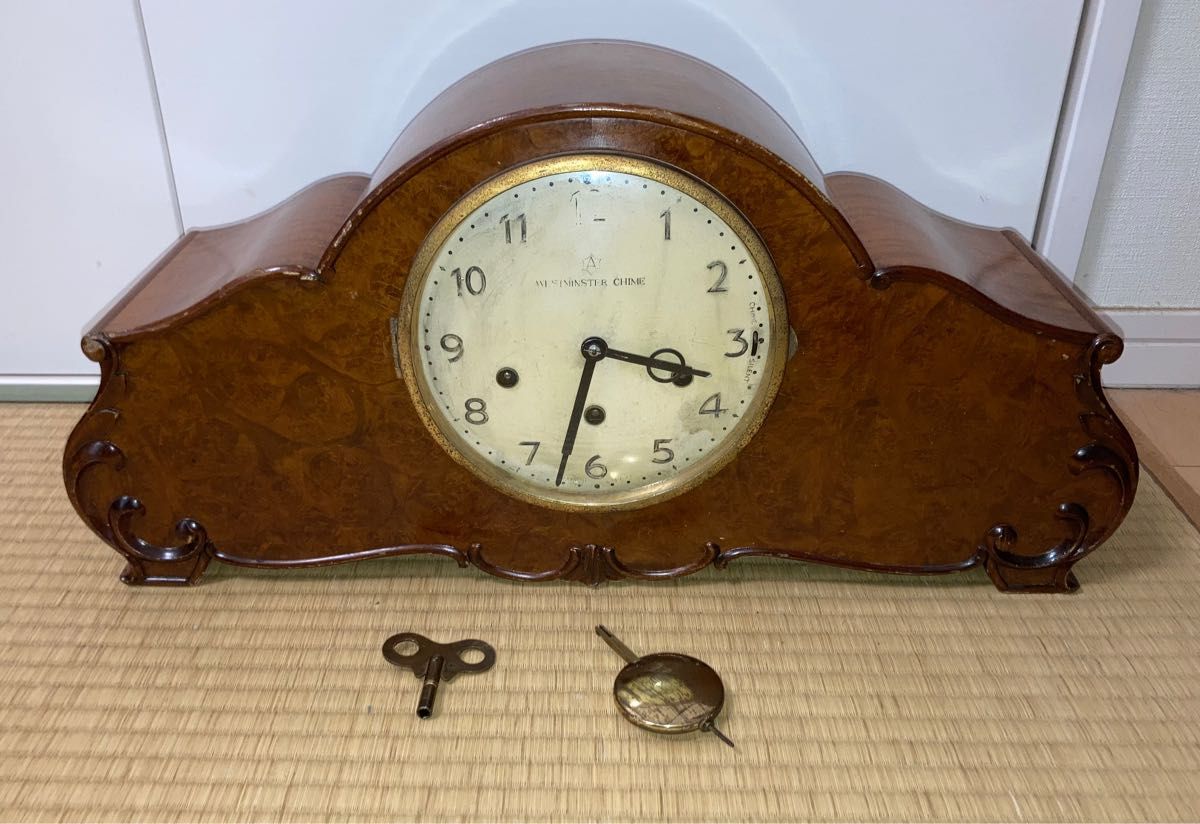 振り子式置き時計 ゼンマイ式 ドイツ製 アンティーク 東京古民具骨董館