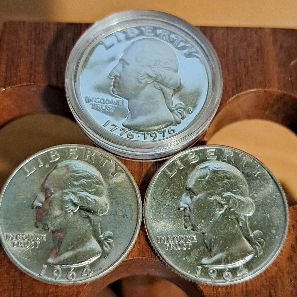 アメリカLIBERTYコイン クォーターダラー3個まとめ 1964年品位SV900 2