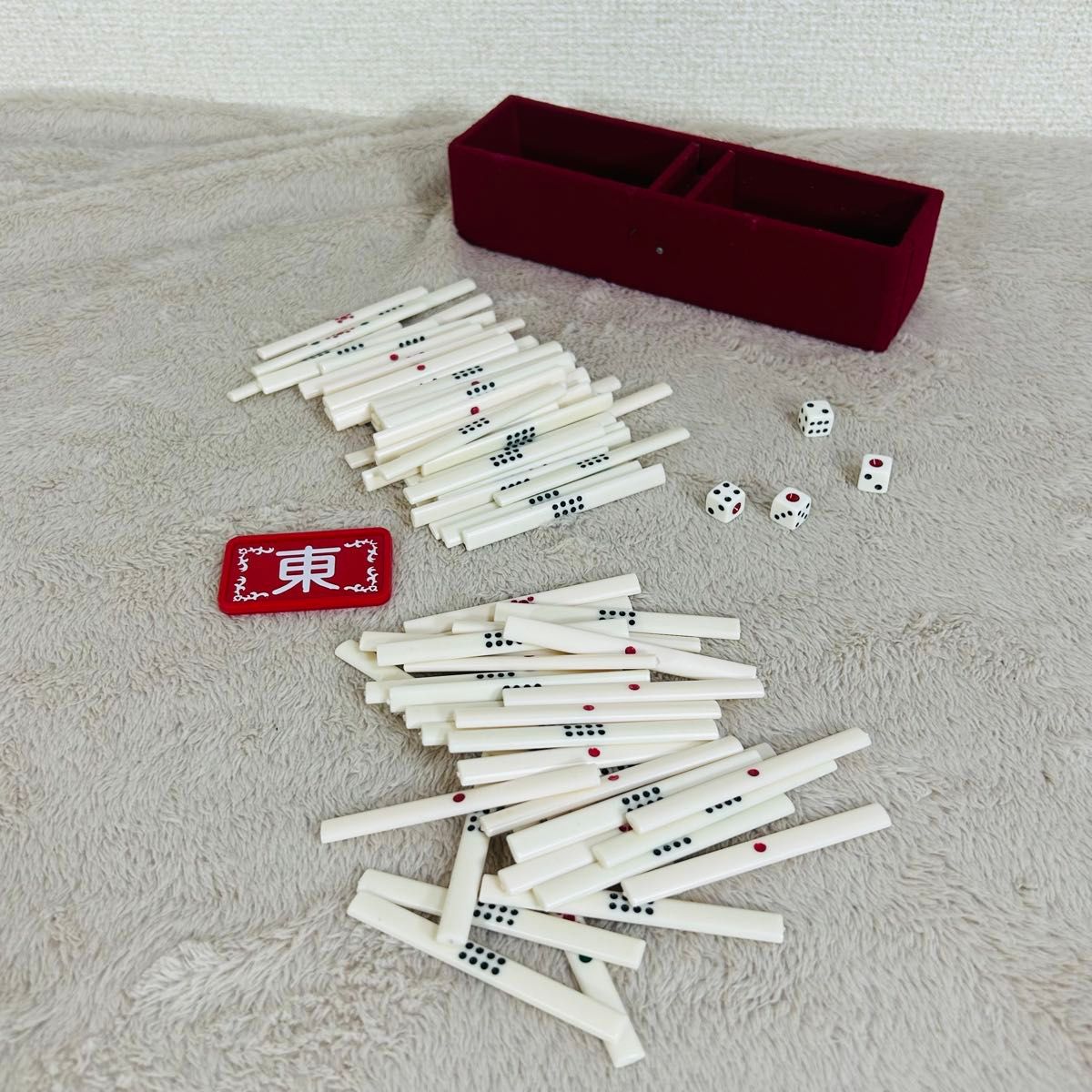 ほぼ未使用】ミズノ丸一麻雀牌 金文字花牌 昭和レトロ 高級牌 背黄