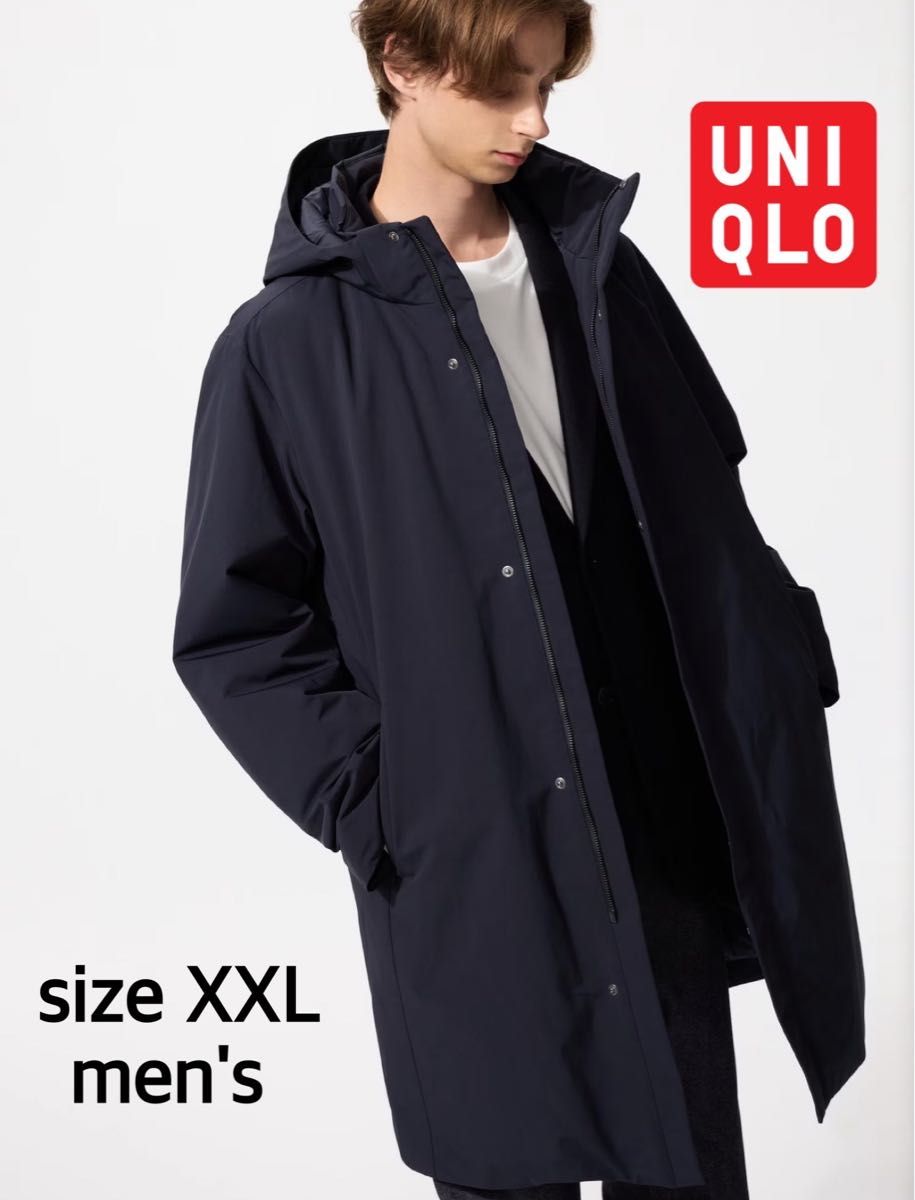 新品タグ付き】UNIQLO ハイブリッドダウンコート ネイビー XXL メンズ