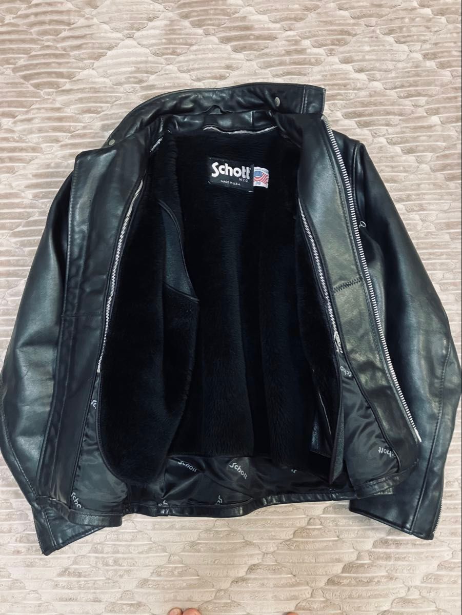 Schott ショット641 インナーボアライナー付 立襟シングルライダース