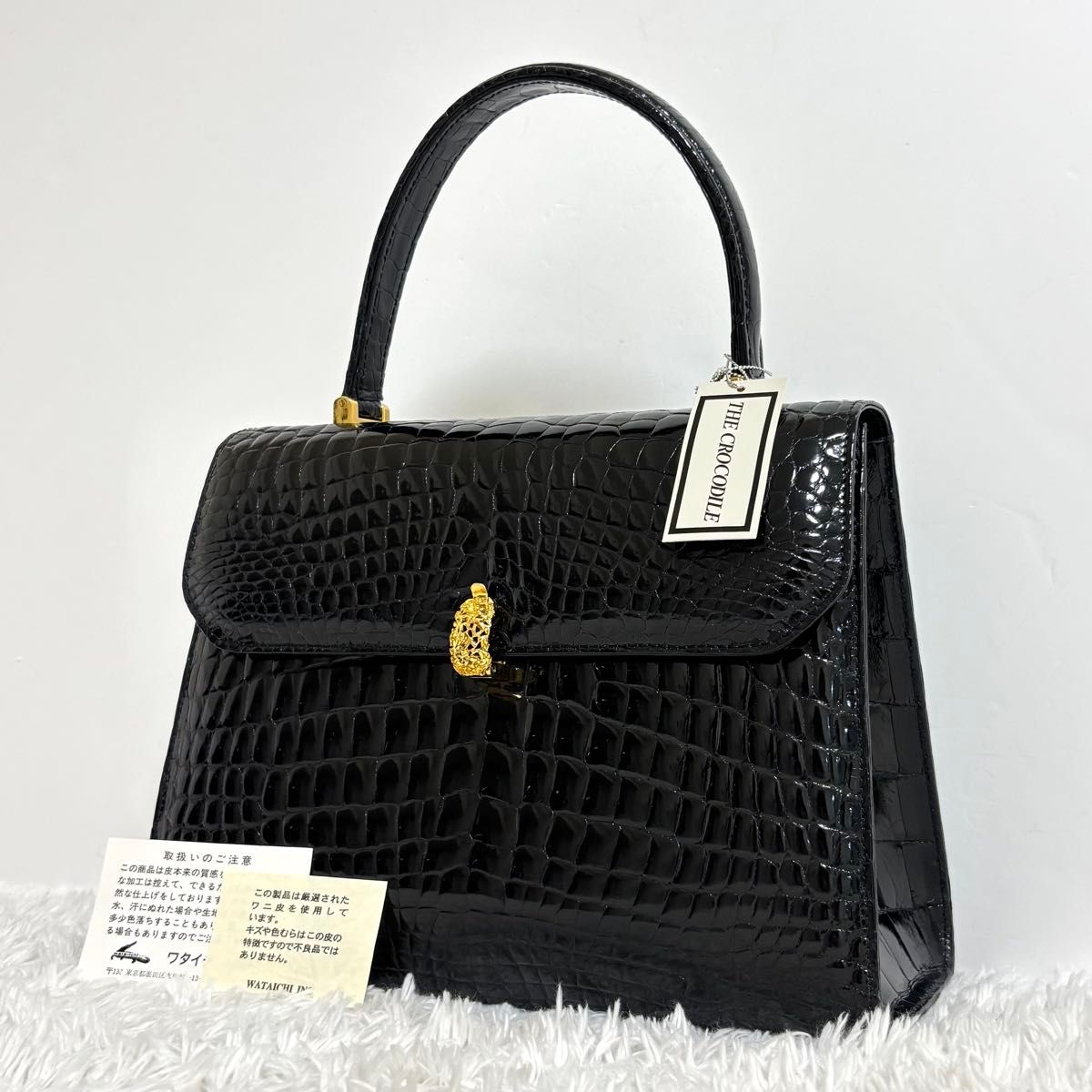 極美品】 WATA-ICHI ワタイチ クロコダイル ハンドバッグ トップ