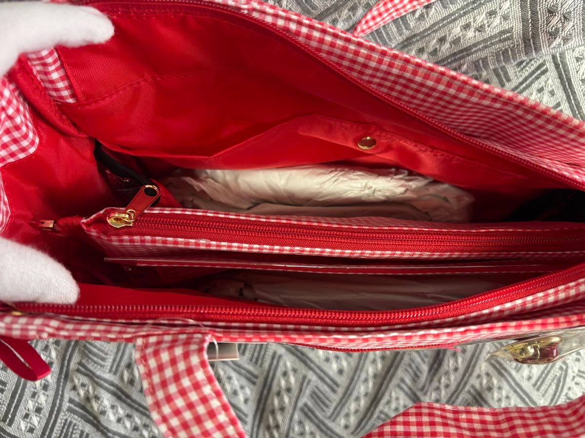 WEGO チェックレースアップ 痛バッグ レッド1点 トートバッグ｜Yahoo