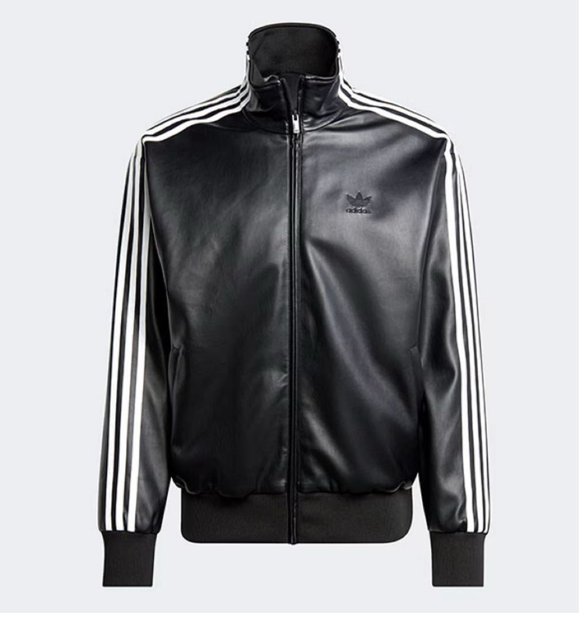 adidasフェイクレザー ファイヤーバード トラックジャケット ブラック