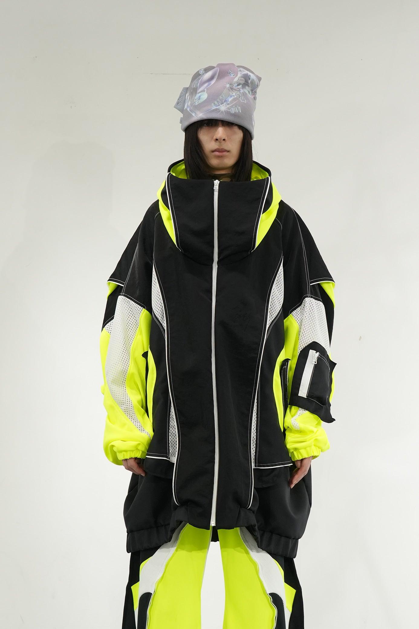 ジャージ重ねハイネックビッグパーカー (AIR-B) - Black – BALMUNG