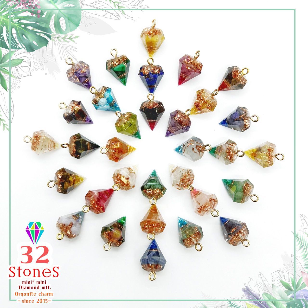 龍神勾玉水晶 牛革紐 ネックレス 水晶オルゴナイトコラボ