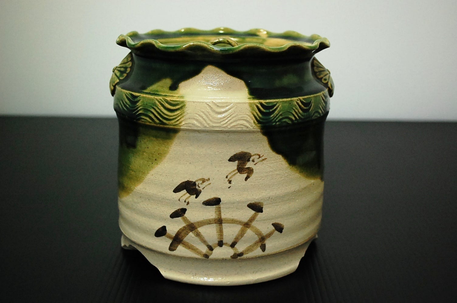 茶道具】山月窯 川本了生 造 織部水指 | 茶道具・趣味の陶器 萬谷