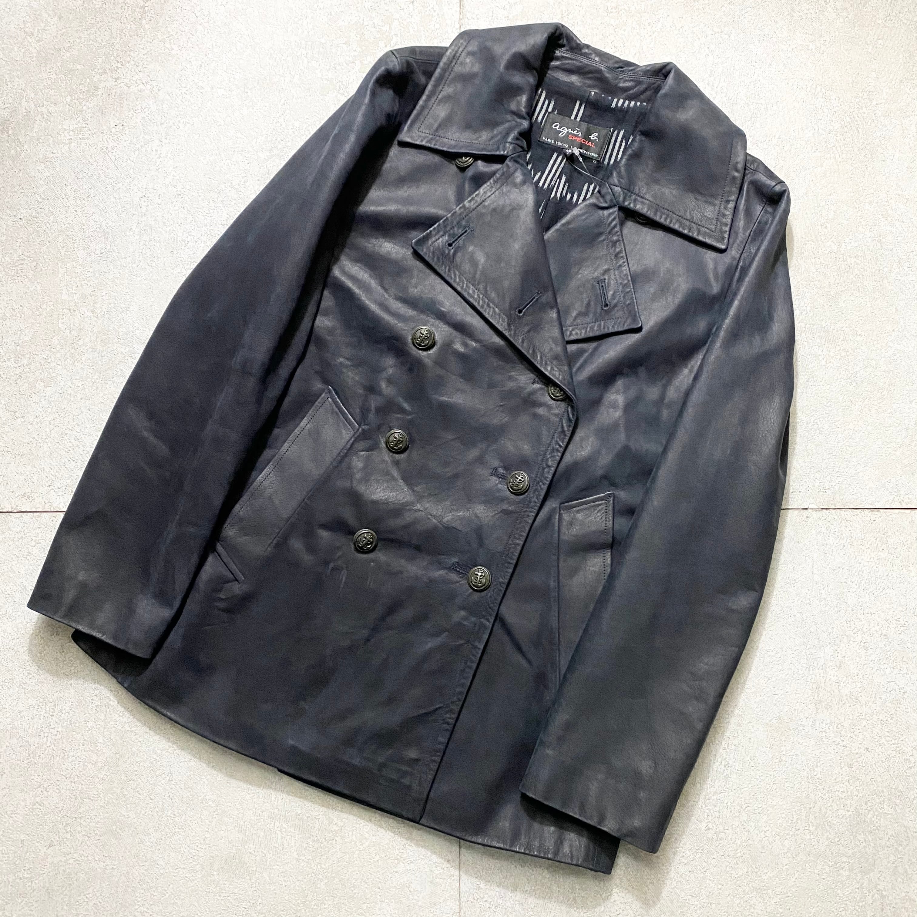 vintage AGNES B. double breasted leather jacket | NOIR ONLINE