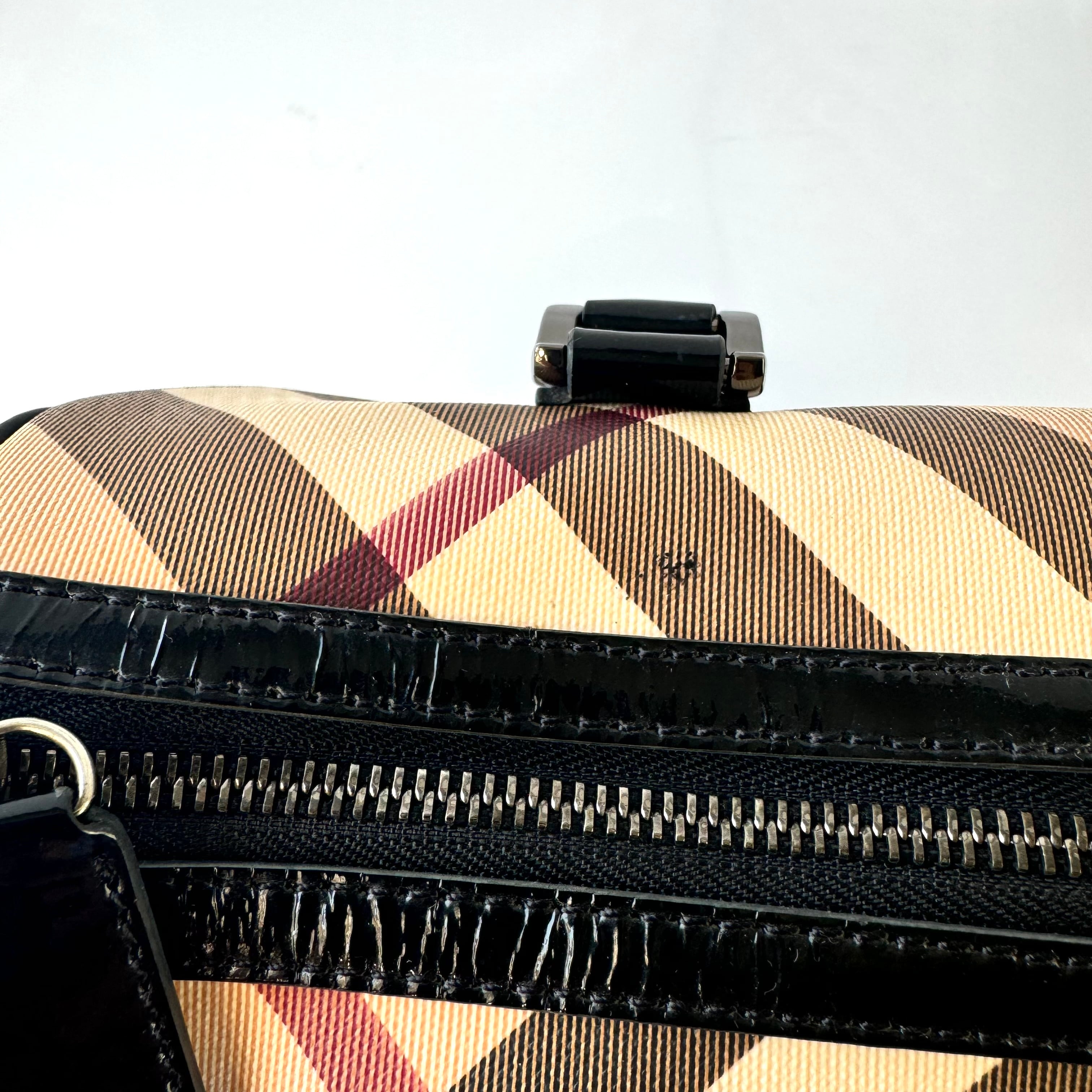 バーバリー ミニボストンバッグ ノバチェック メガチェック PVC×レザー