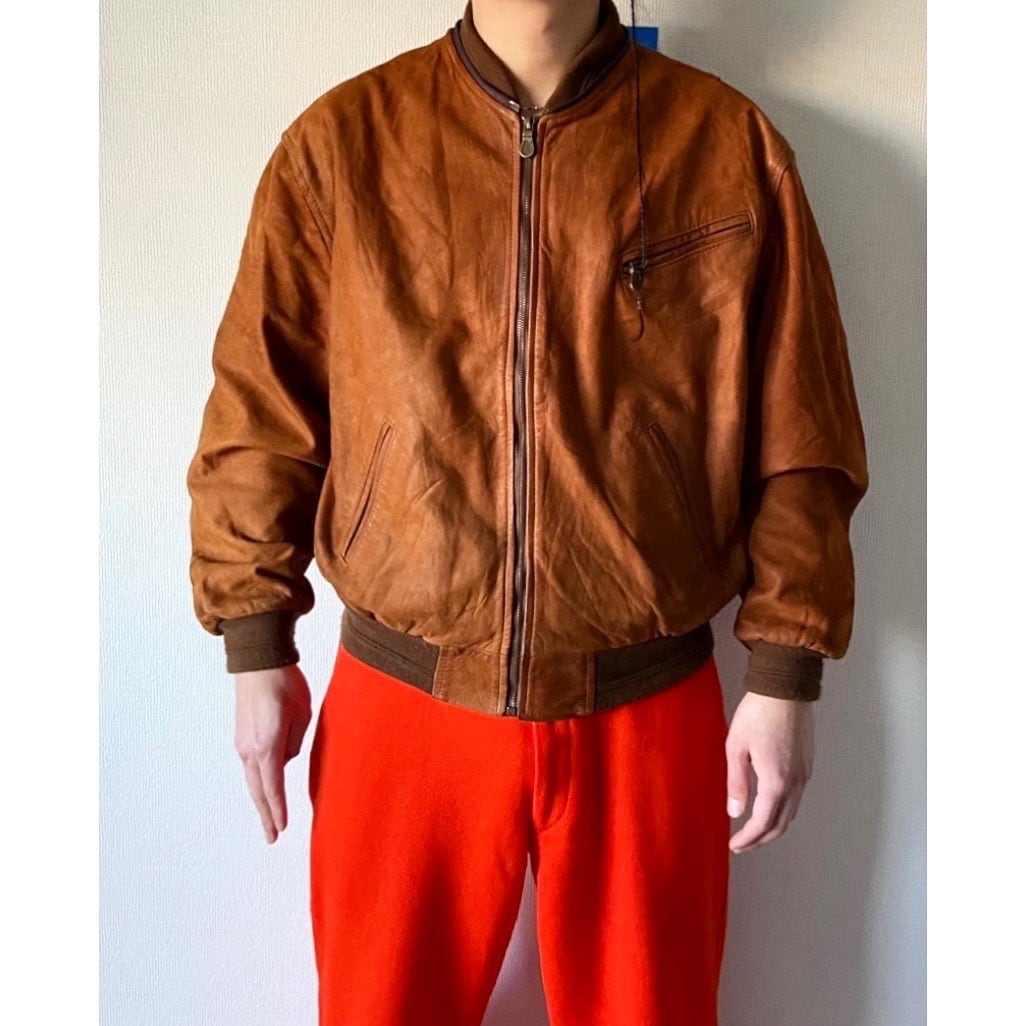 80s 〜 90s made in England riri zip detachable brown leather