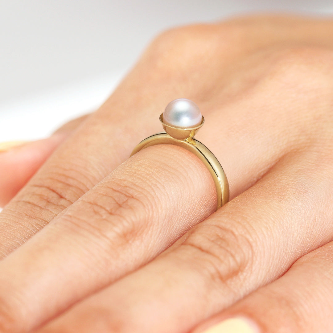 ビズー公式】アコヤ真珠 パール 伊勢志摩産 Pt900 K18(18金) YGリング