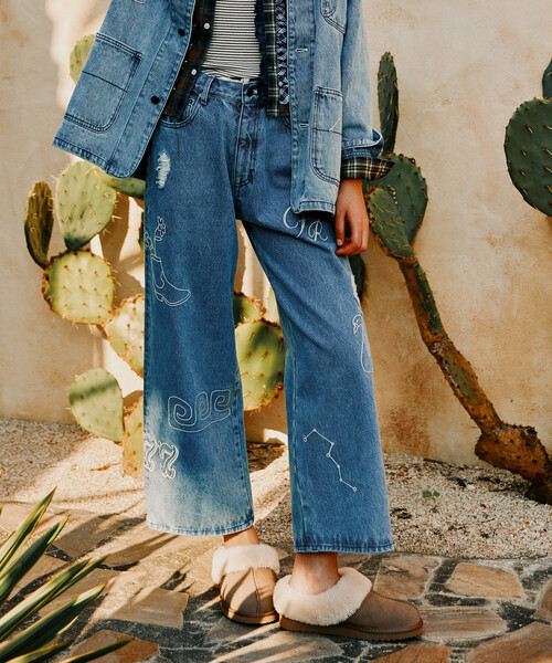 セール】Freada/フリーダ チェーンステッチ ワイドデニム（デニム