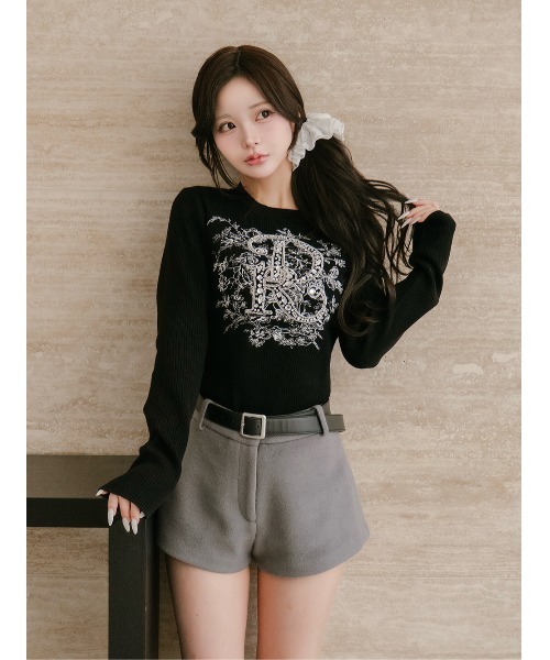 DRビジューフラワーリブニットトップス（ニット/セーター）｜Darich