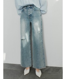 anuans（アニュアンス）の「セミフレアカットオフデニムパンツ（デニム