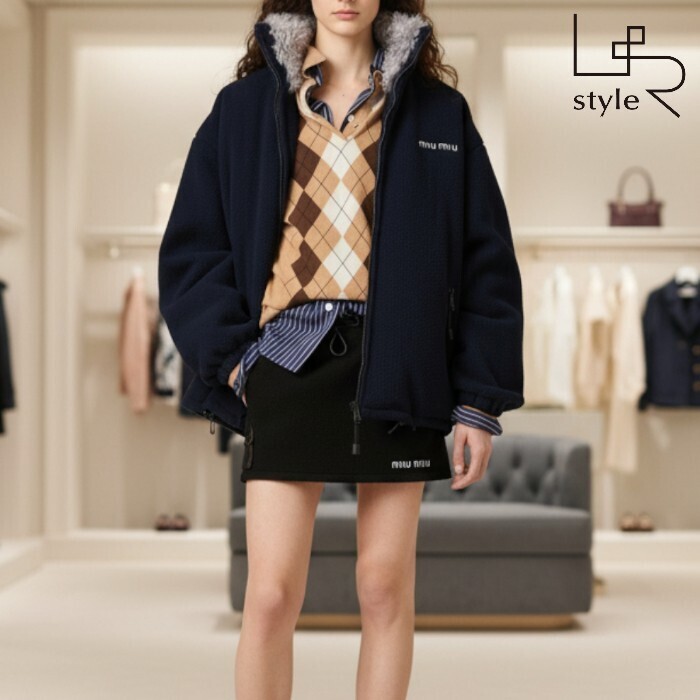 miumiu】フリースダウンジャケット ブルー (MiuMiu/フリースジャケット