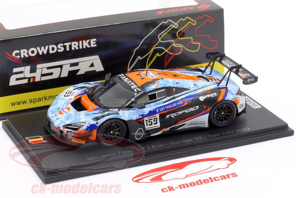 Spark 1:43 McLaren 720S GT3 Evo #159 24h Spa 2023 Garage 59 SB735